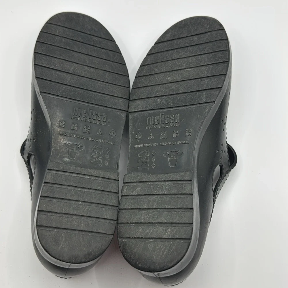 Mini Melissa Black Mary Jane Flats Size 4 Big Kid Jelly Ballet Shoes